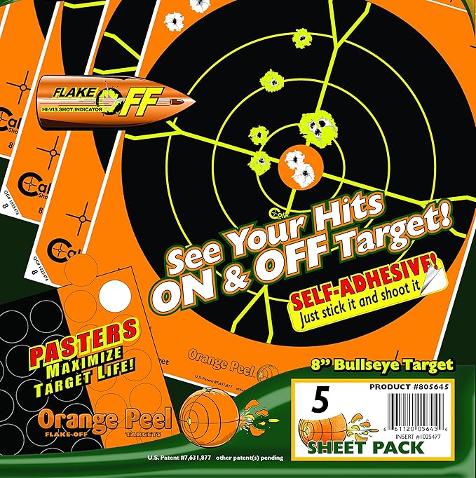 CaldwellOrange Peel 8 inch Bullseye Target 5 Pack