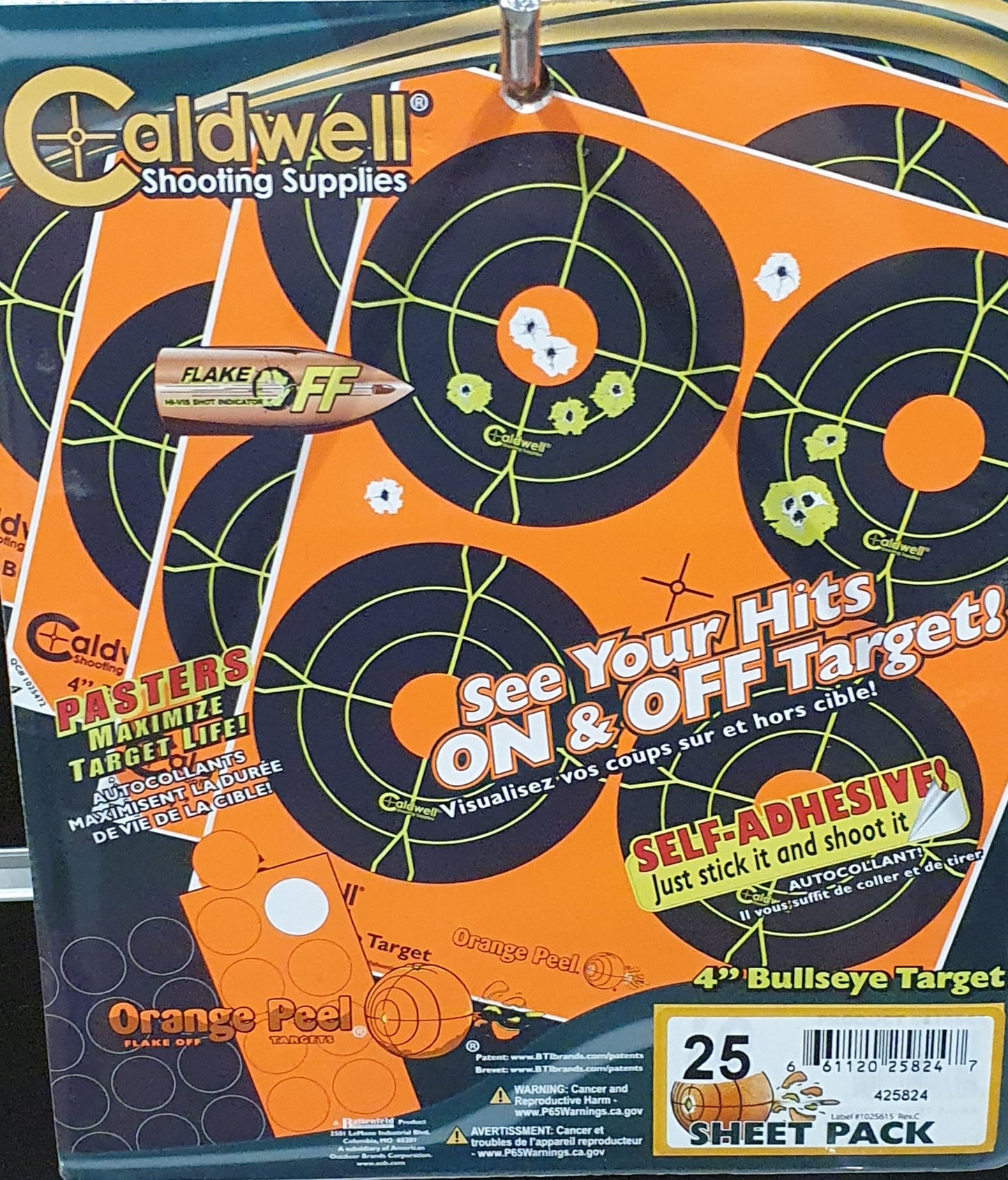 CALDWELL 4' ORANGE BULLSEYE 25 SHEETS