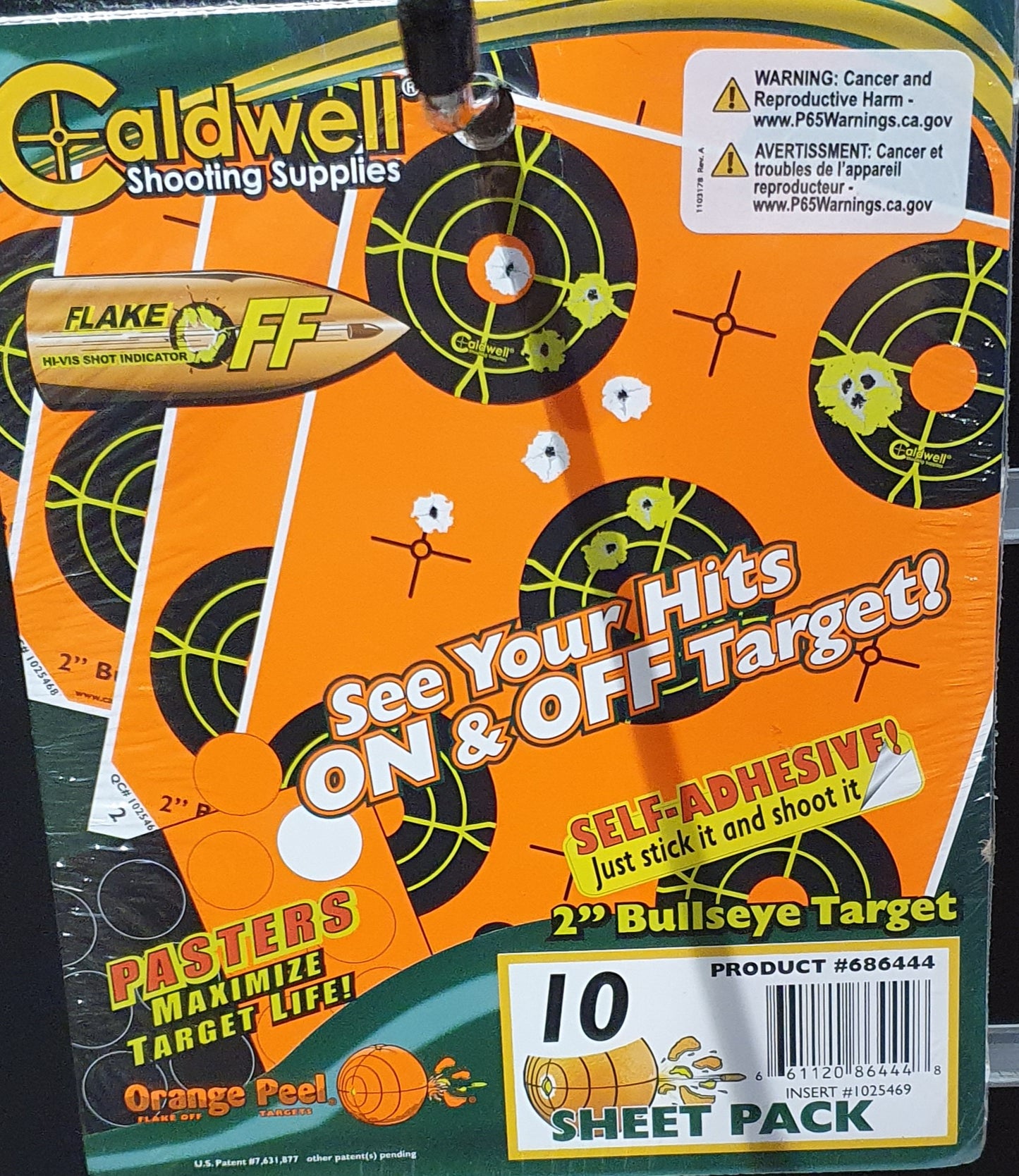 CALDWELL 2' ORANGE BULLSEYE 10 SHEETS