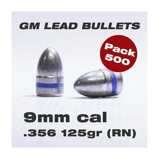 GM LEAD BULLETS .356 125GR (RN) 9MM CAL PK 500