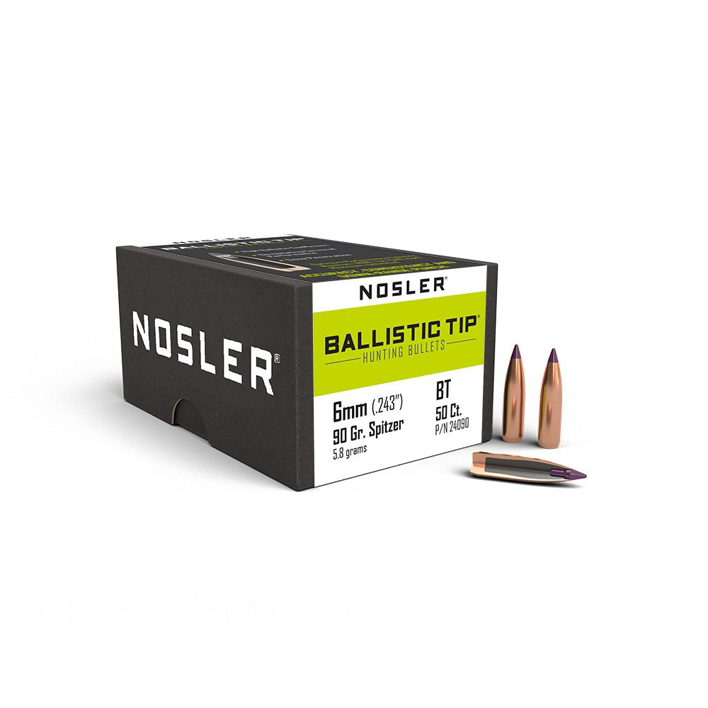 NOSLER .243 CAL (6MM) 90G BALLISTIC TIP HUNTING PR