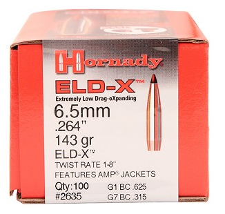 HORNADY 6.5MM / 264 143 GRAIN ELD-X BT (100)