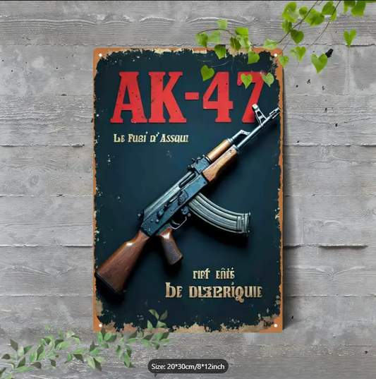 VINTAGE AK-47 METAL SIGN 8"x 12" / 20 x 30 cm