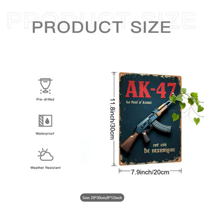 VINTAGE AK-47 METAL SIGN 8"x 12" / 20 x 30 cm