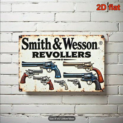 SMITH AND WESSON REVOLVER VINTAGE TIN SIGN 8"x 12"