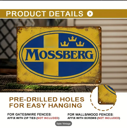 MOSSBERG LOGO VINTAGE SIGN 8" x 12" / 20 x 30 CM