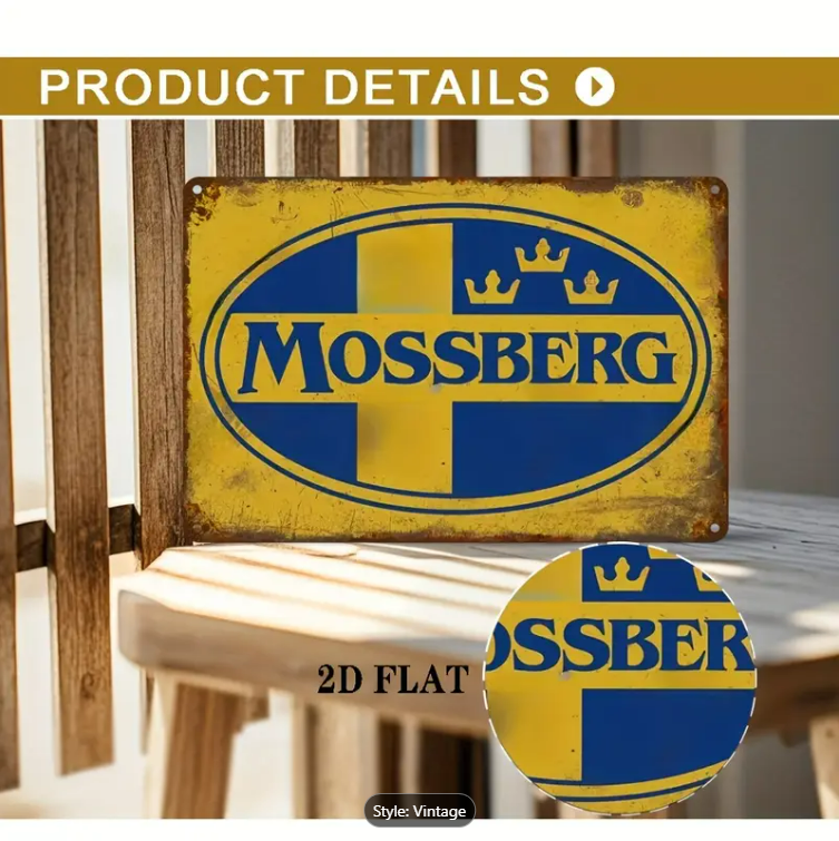 MOSSBERG LOGO VINTAGE SIGN 8" x 12" / 20 x 30 CM