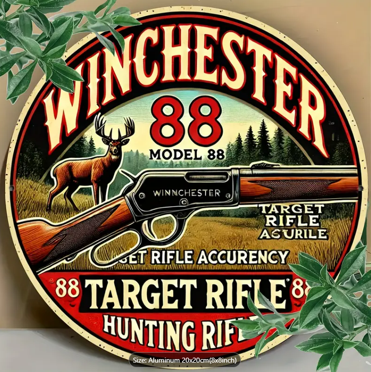 WINCHESTER MODEL 88 VINTAGE ALUMINIUM SIGN 20cm