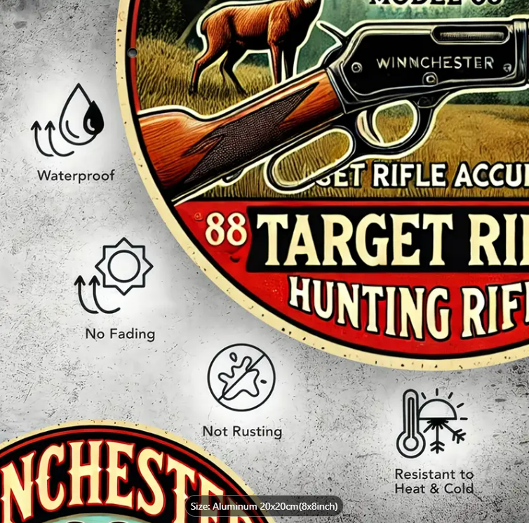 WINCHESTER MODEL 88 VINTAGE ALUMINIUM SIGN 20cm
