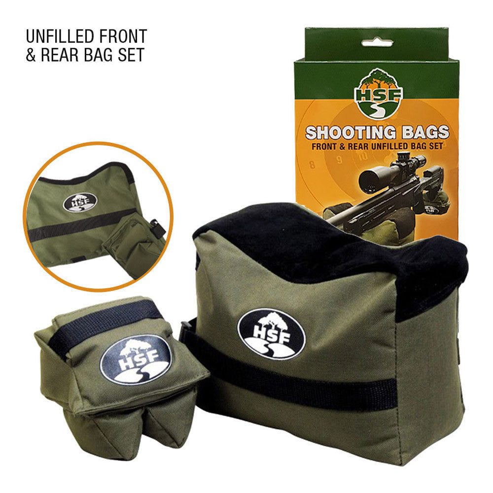 HSF UNFILLED SHOOTING BAG GREEN FRONT AND REAR