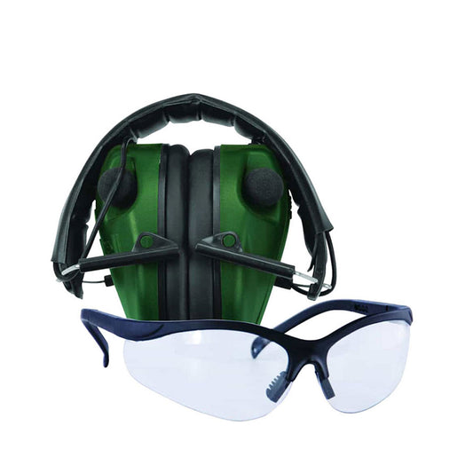 CALDWELL E-MAX LOW PROFILE ELECTRONIC HEARING PROTECTION WITH SHOOTING GLASSES
